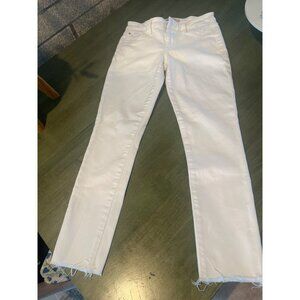 Joes The Honey Curvy Skinny White Jeans W25 26" Inseam Raw Hem Cotton Blend Stre